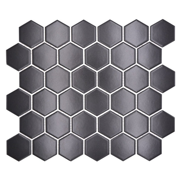 HX 095 Hexagon uni schwarz Matt Mosaic