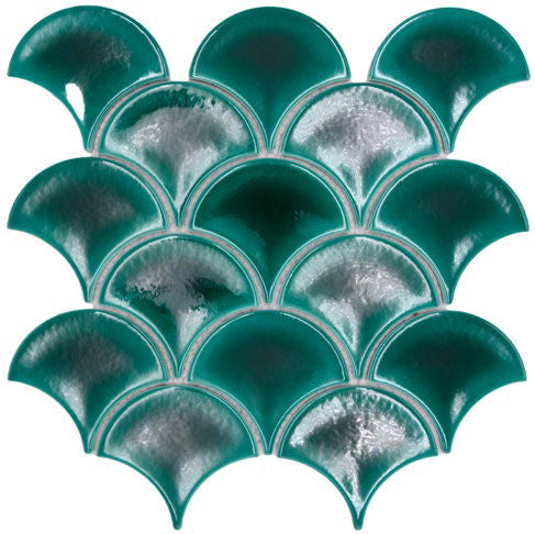 FS IC5 Fächer Ice Crackle Dark Green Glänzend Mosaic